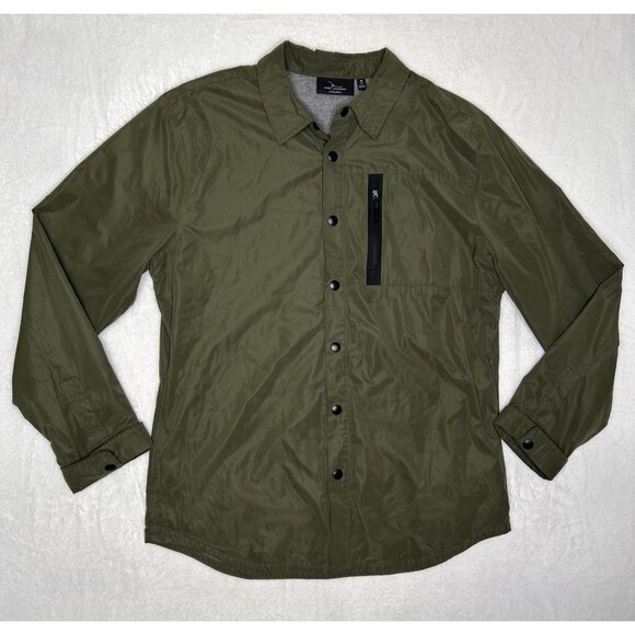 Marc Anthony Outdoor Button Shirt Luxury+ Size Medium Slim Fit Green Army Botle - Picture 1 of 10